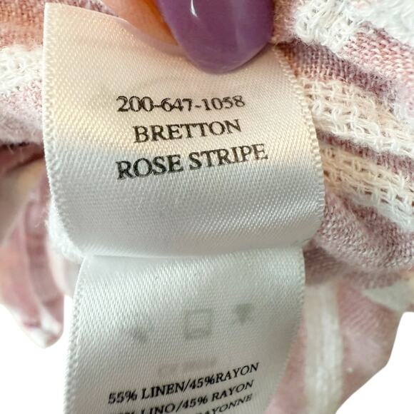 Rails Shirt Women XS Rose Stripe Bretton Peplum Button Front Waist Tie Blouse - Picture 10 of 10